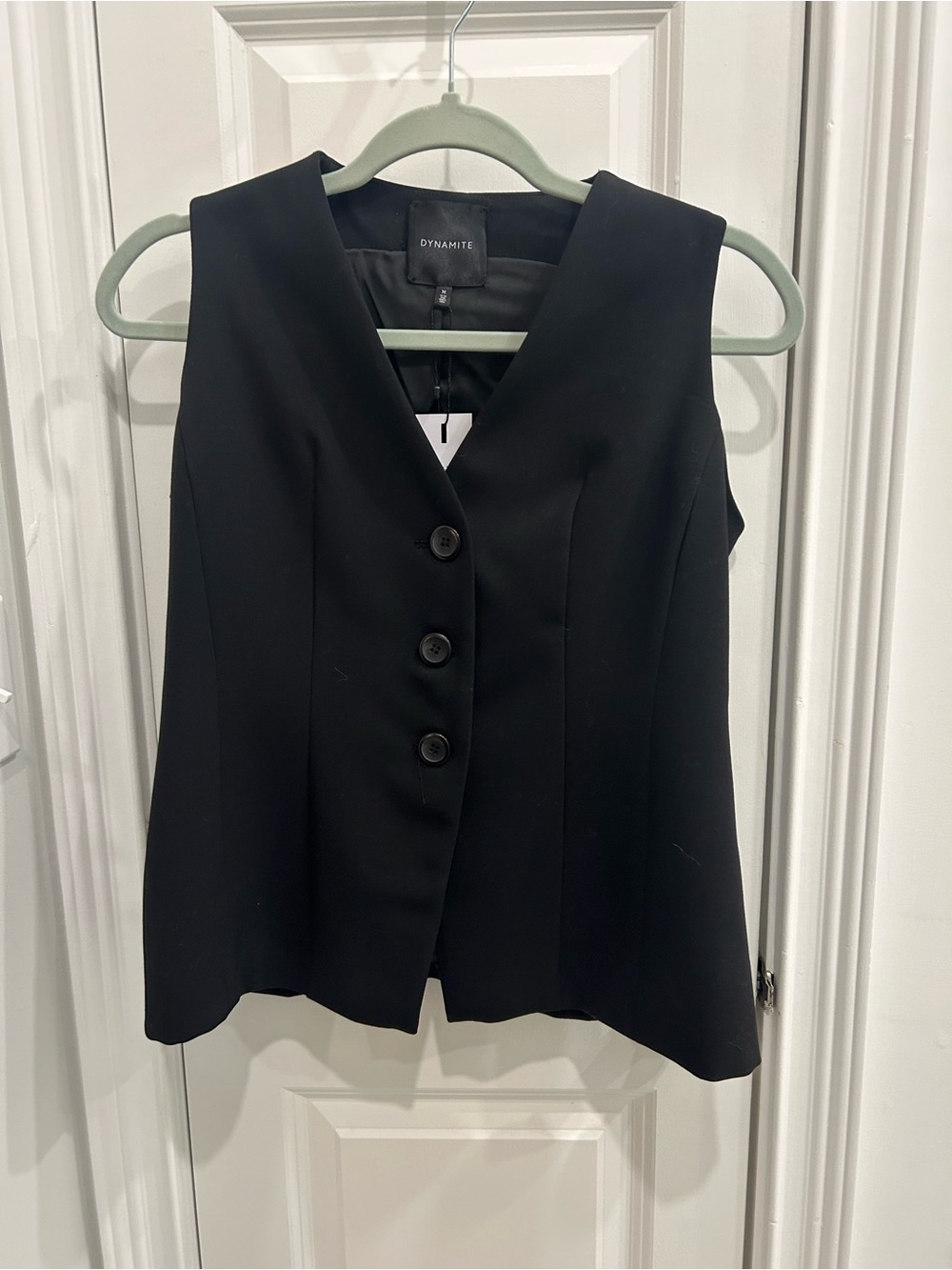Dynamite Black Sleeveless Button Front Top